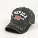 Olive color washed AMERICA caps hats for men