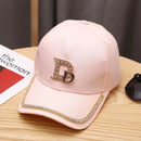Pink rhinestone baseball caps woman